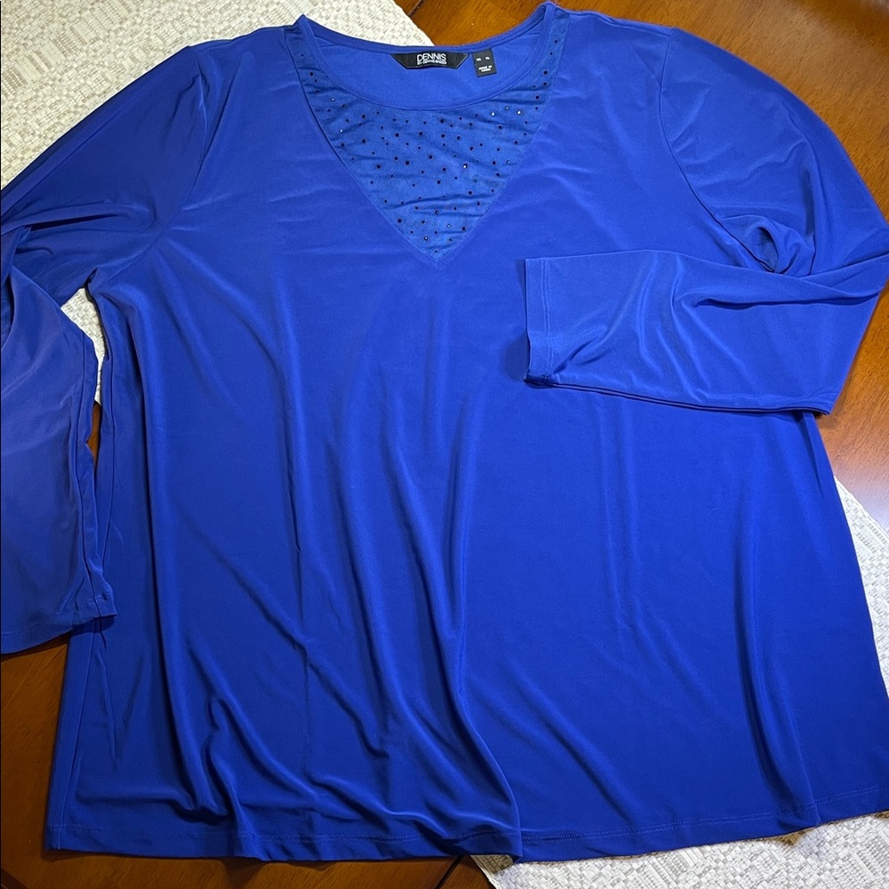 Dennis Basso Italia Knit Top with Embellished Mesh Size XL - Picture 6 of 6